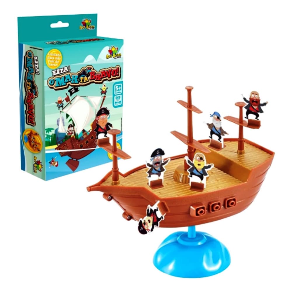 Brinquedo Infantil Jogo do Barco Pirata o Mar tá Bravo Art Brink