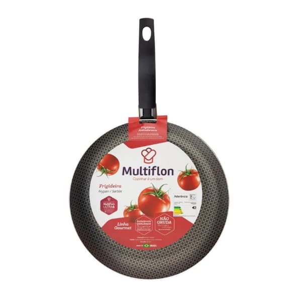 Frigideira em Alumínio Antiaderente Preta Multiflon Gourmet 30cm