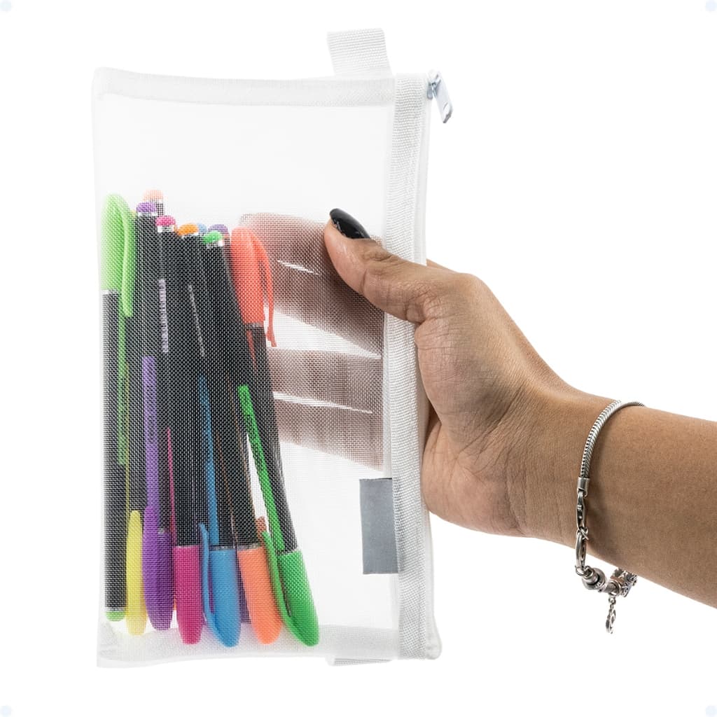 Estojo Escolar Transparente Bolsinha De Lápis Necessaire Pequena Slim Organizadora Telada Multiuso
