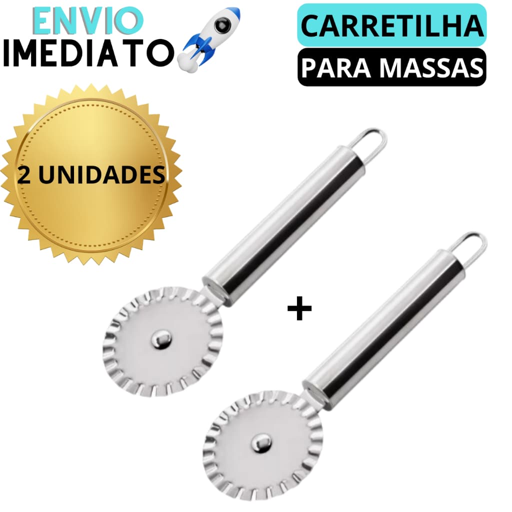 Kit 2 Carretilha Corta E Fecha Pastel Fechador De Massas Rolo de Pastel Carretilha de Pastel e Massas