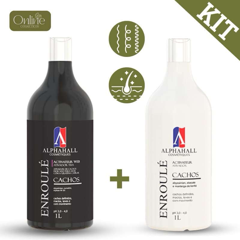 Kit 2 Ativador Cachos Creme Pentear Tradicional Teia Enrole Alphahall