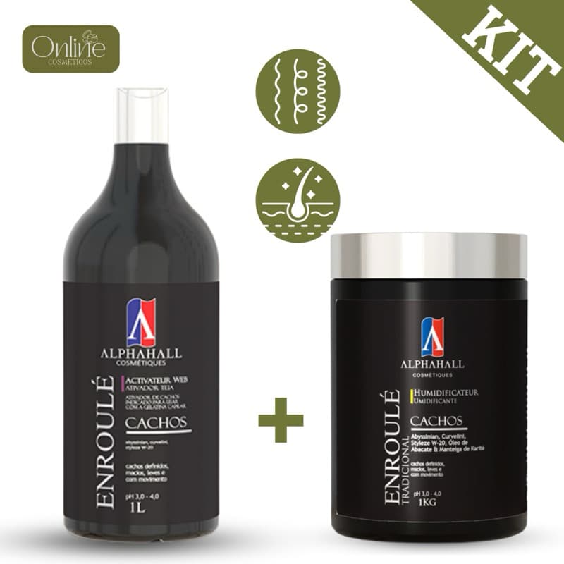 Kit 2 Ativador Cachos Creme Pentear Teia Umidificante Enrole Alphahall