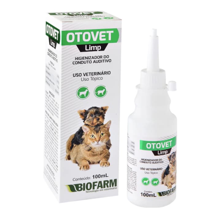 Solução para Limpeza Auricular de Cães e Gatos Otovet Higienizador do Conduto Auditivo