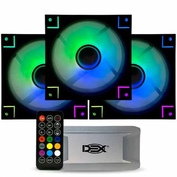 Cooler Gamer P/ Gabinete Kit Rgb Dx-123d (3 Fans) Preto Dex