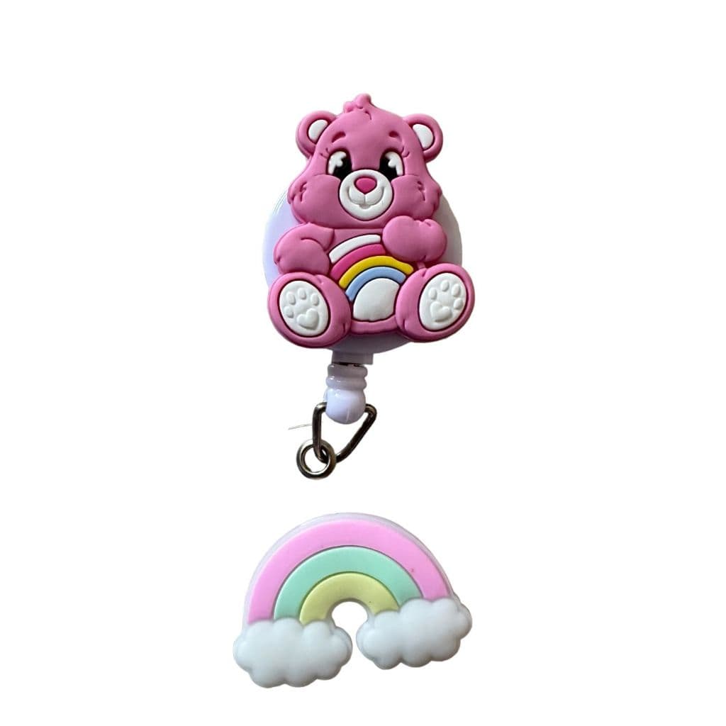 Porta Crachá Ou Porta Cartão Retrátil - Ursinhos Carinhosos Rosa Sonho