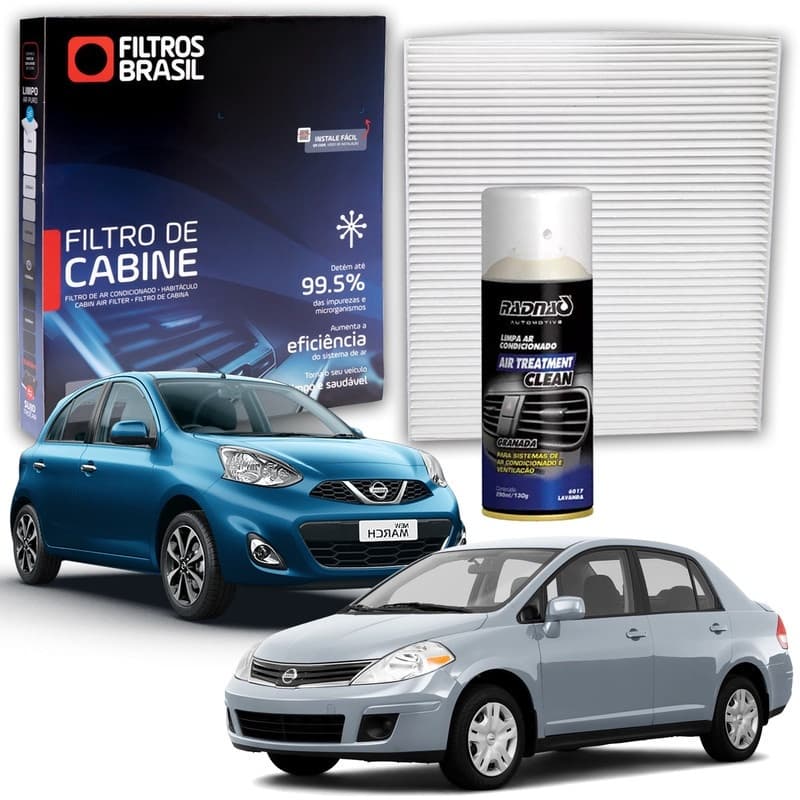 Filtro de Cabine para Ar Condicionado Nissan March / Versa + Higienizador Limpa Ar Tipo Granada