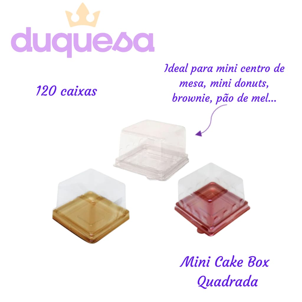 30~140 Unidades Mini Cake Box Quadrada Cristal Mini Doces Donuts - FLIP FESTAS