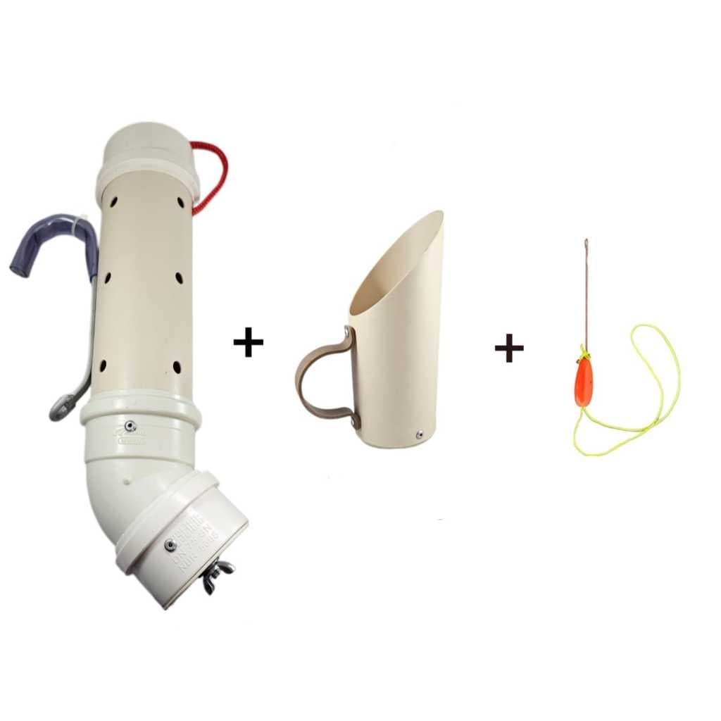Kit Cevador Tratador Caneca Agulha para Iscar Peixe ceva .