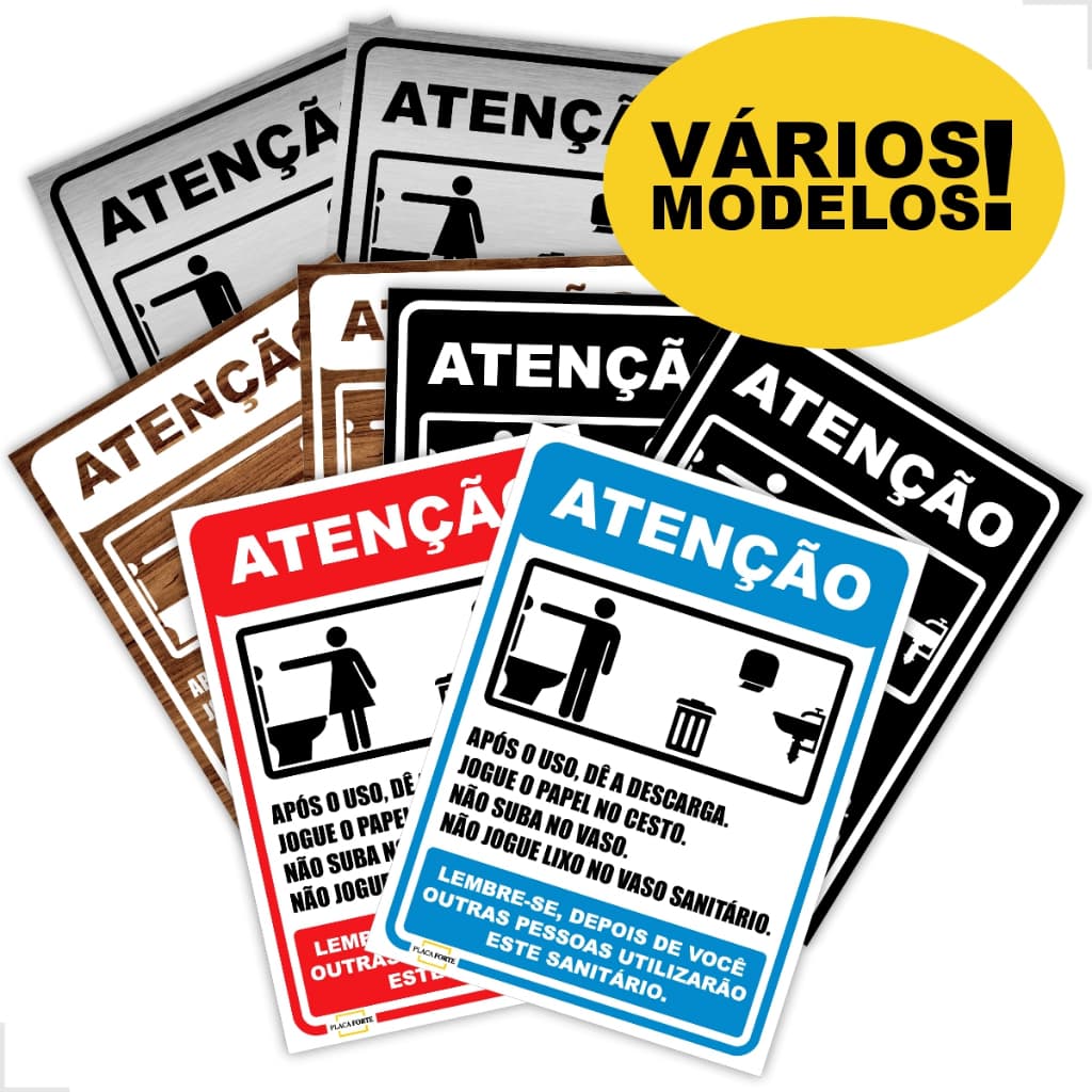 Placa Regras Banheiro Masculino e Feminino Sinalização Higiene 15x20cm