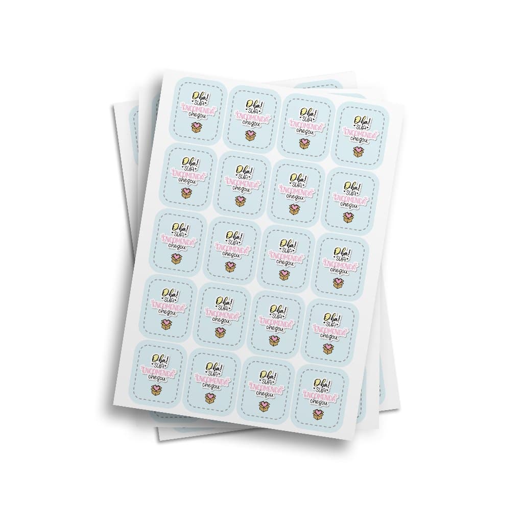 Cartela De Adesivos Para Embalagem Oba Sua Encomenda Chegou! - Vinil Branco