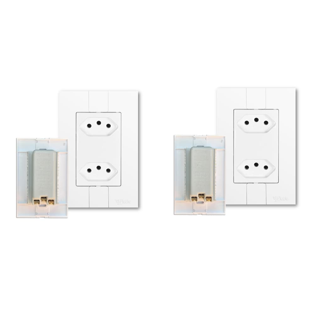 Kit 2 Tomadas Dupla 10a Modular Monobloco Fácil ligação Pluzie