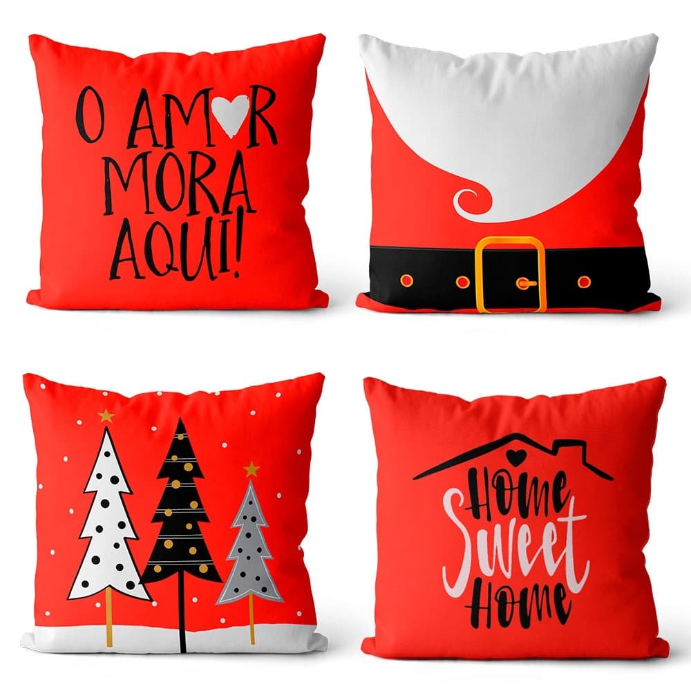 Kit 4 Capas de Almofadas Para O Natal 45x45