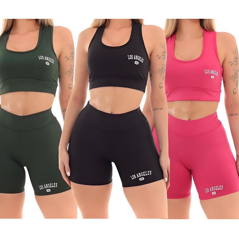 Conjunto Top e Shorts feminino curto suplex los Angeles