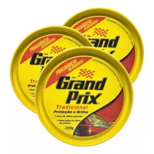 Kit com 3 Ceras Automotiva em Pasta Grand Prix - Proteção e Brilho Tradicional 200g