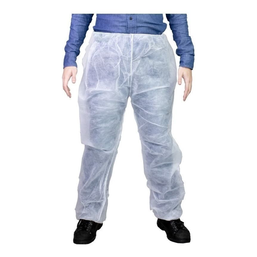 Calça Hospitalar Descartável Em Tnt Branco 30g - 10 Unidades