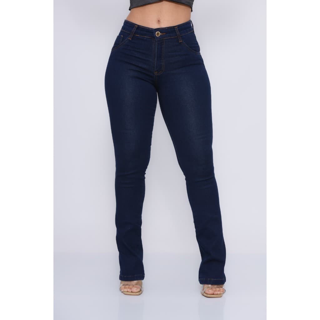 Calça Jeans Flare Com Calça Jeans feminina Lycra Com Bolso Atrás