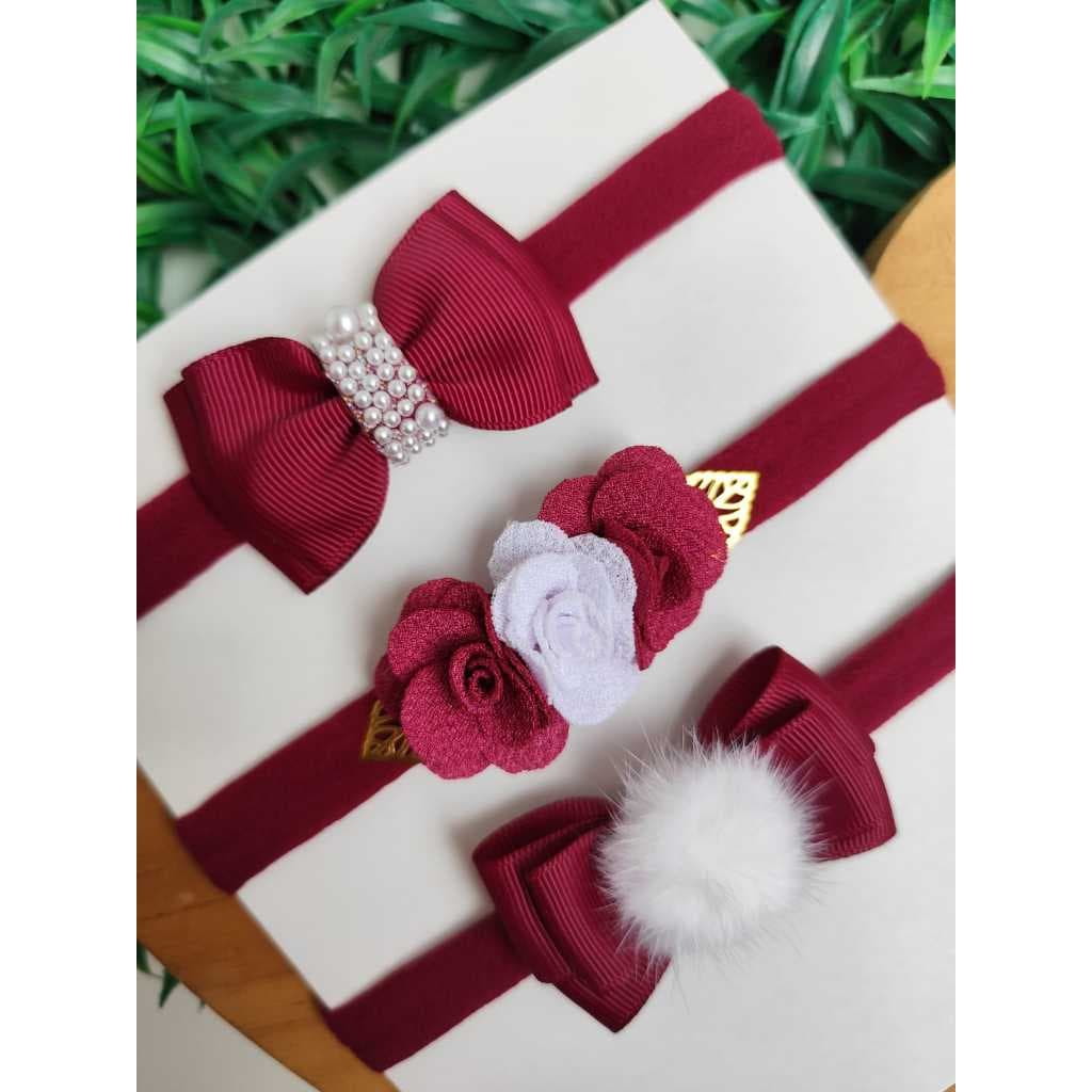 Kit com 3 Lacinhos de bebe faixa de cabelo infantil RN Bebe Menina