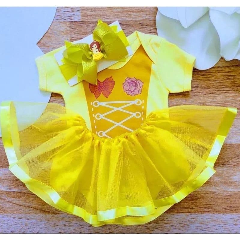 Body Temático Princesa Bela e a Fera, mesversário, festa ou evento.