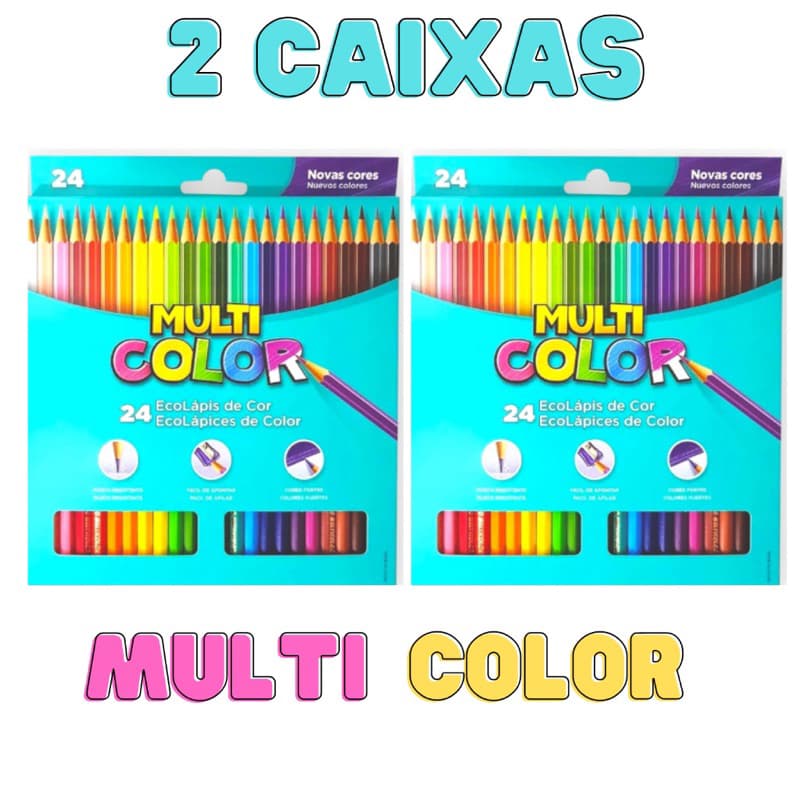 2 caixas Lápis Ecolápis de Cor Multicolor Super 24 Cores