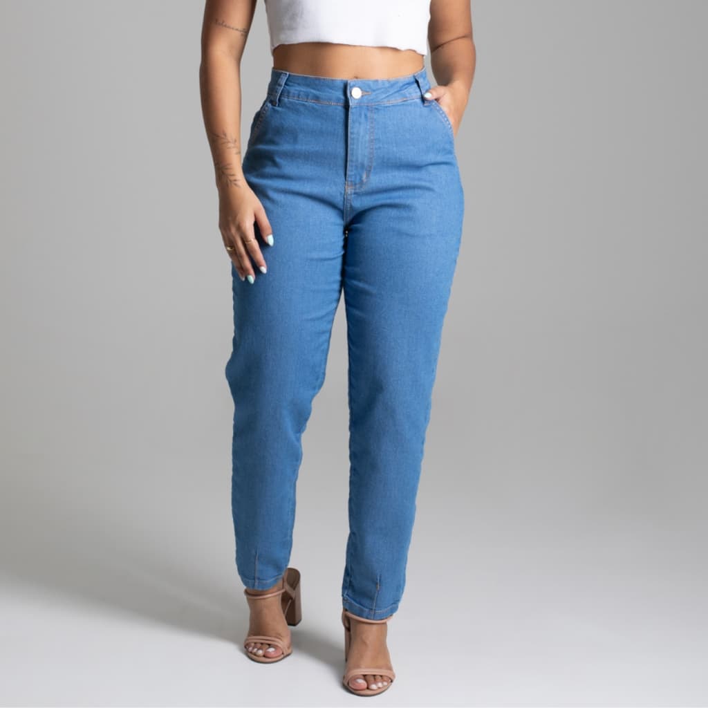 Calça Mom Sawary Original Elastano Lycra Cintura Alta Moda Feminina Roupas Femininas Moda Tendência