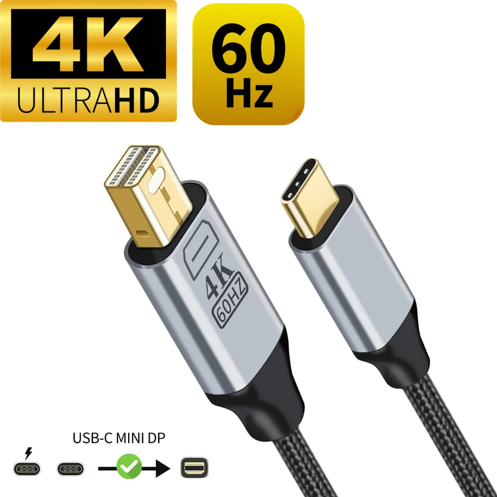 Cabo Adaptador USB-C Para Mini DisplayPort Thunderbolt 3 para MacBook Air Pro Tipo C Mini DP iMac 4K