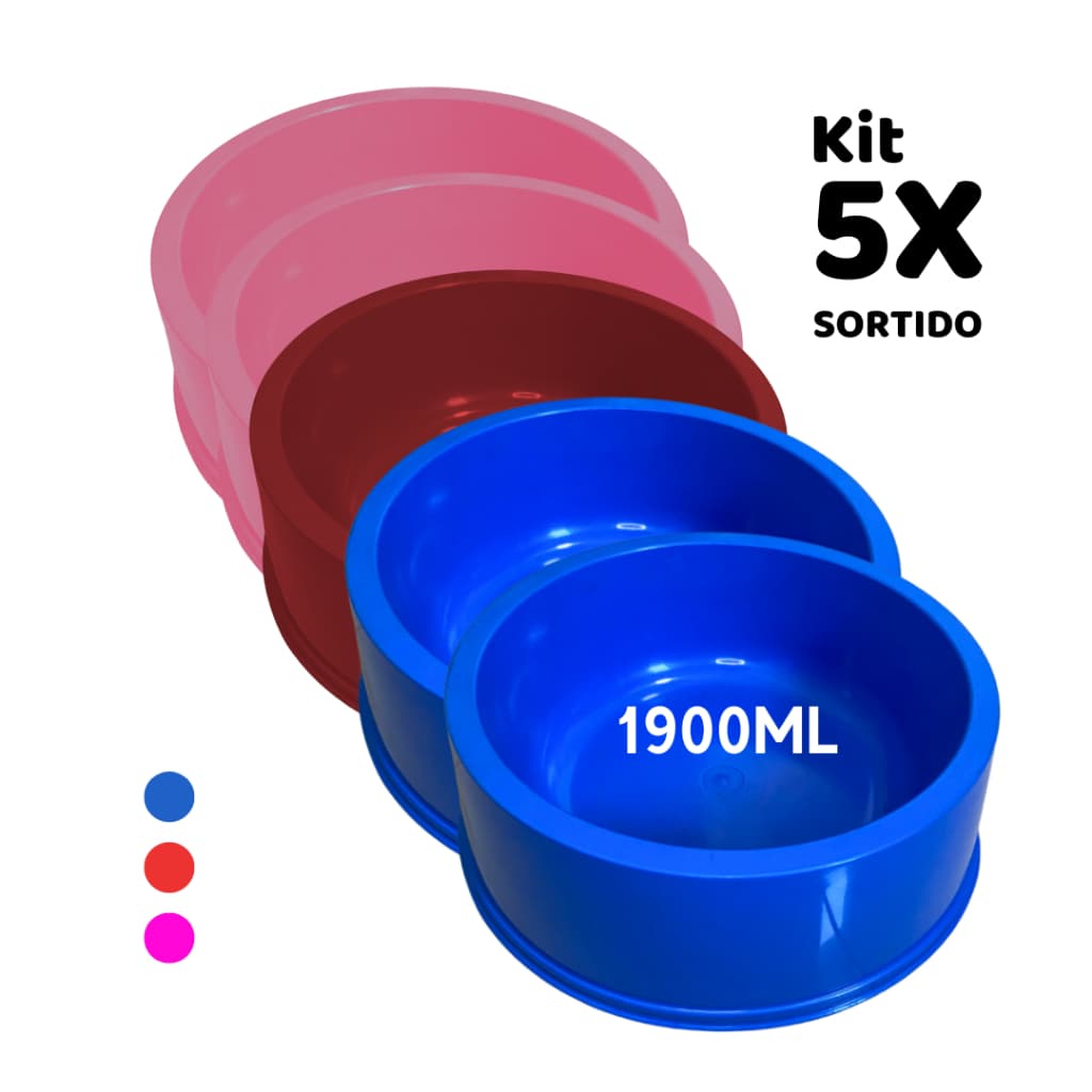 Kit 5 Potes Comedouro Ração Grande SORTIDO Para Cachorro Gato Pet Nº4 Sortido 1900Ml