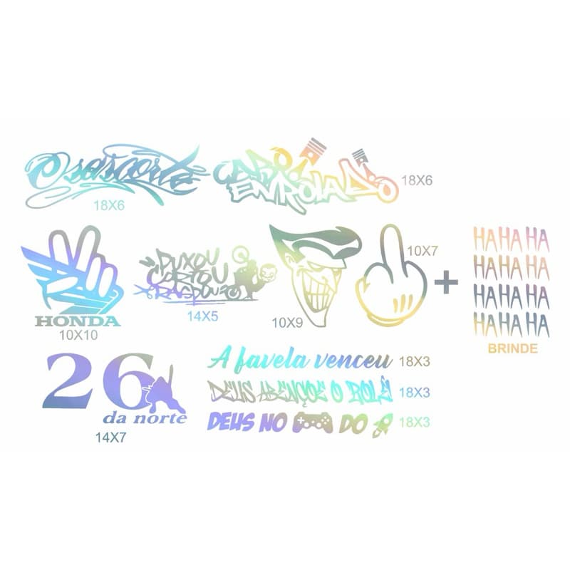 Adesivos holografico para motos carros e bicicletas - Osascorte, cabo enrolado, Honda, puxou cortou raspou e etc