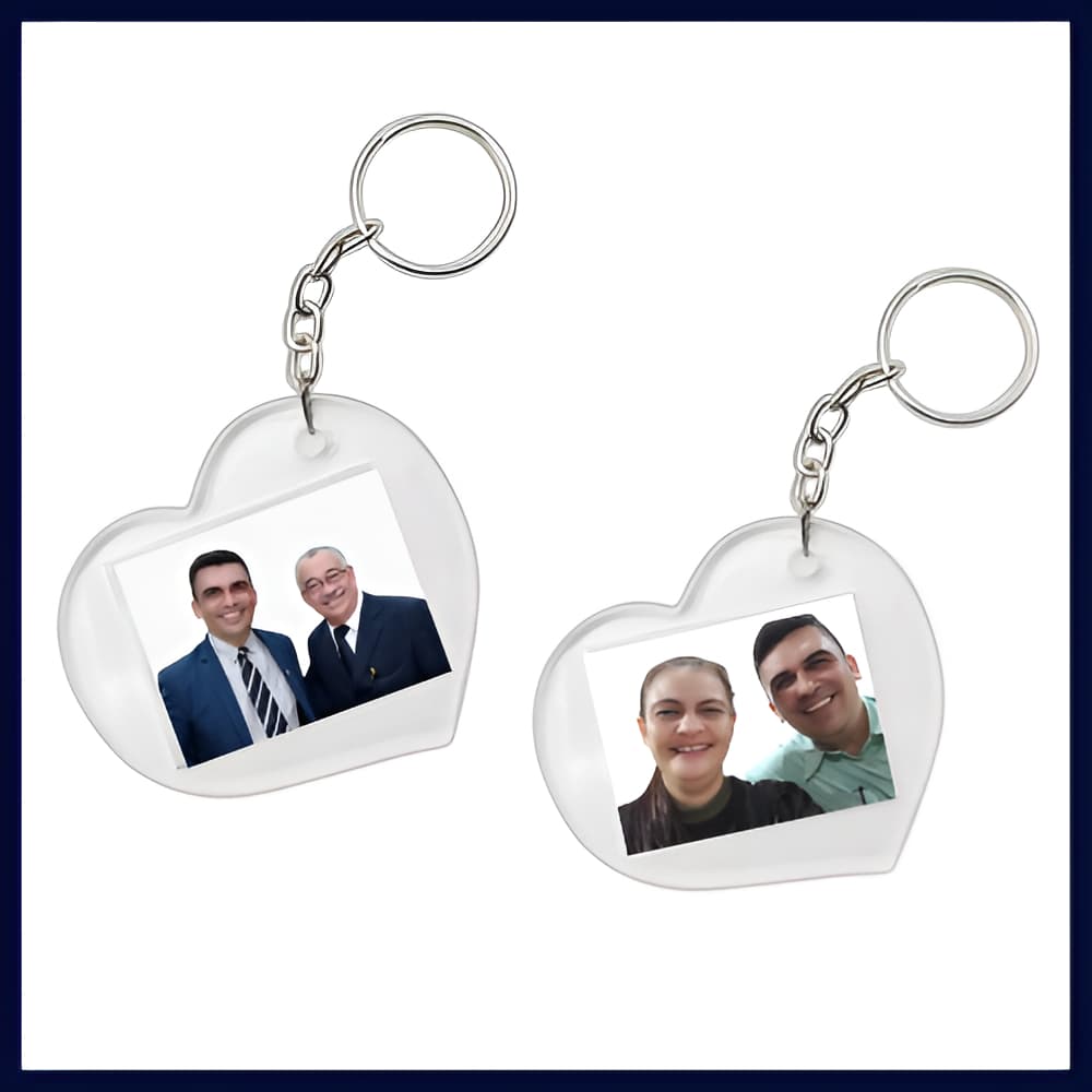 Chaveiro Coração 3x4 Acrílico Para Personalizar 10 Unids