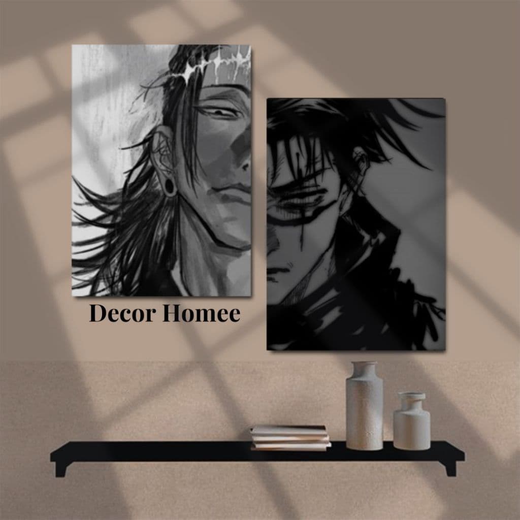 Kit 2 Quadros anime Kenjaku e choso 20x28 MDF manga decoração de Garotos meninos