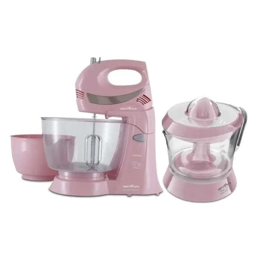 Conjunto kit cozinha batedeira e espremedor Britânia rosa
