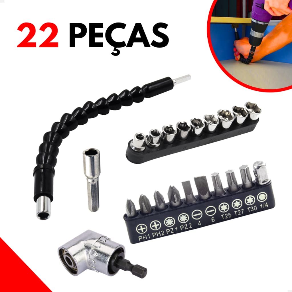 Extensão Eixo Prolongador 1/4 Ferramenta Braço Flexivel 25cm Cabo Bits Ponta Adaptador Parafusadeira