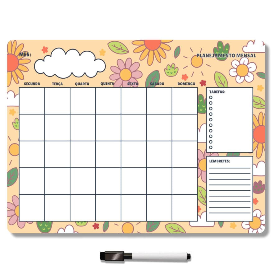 PLANNER Ímã Geladeira Porta Recado Anotação organização Semanal com Caneta apaga fácil Colorido