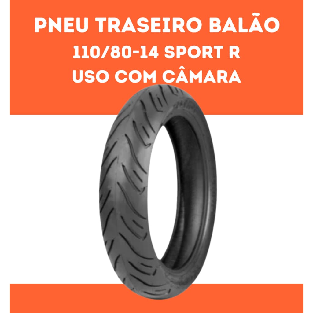 Pneu Traseiro  largo Moto Biz 100,125/pop 100 -110/80-14