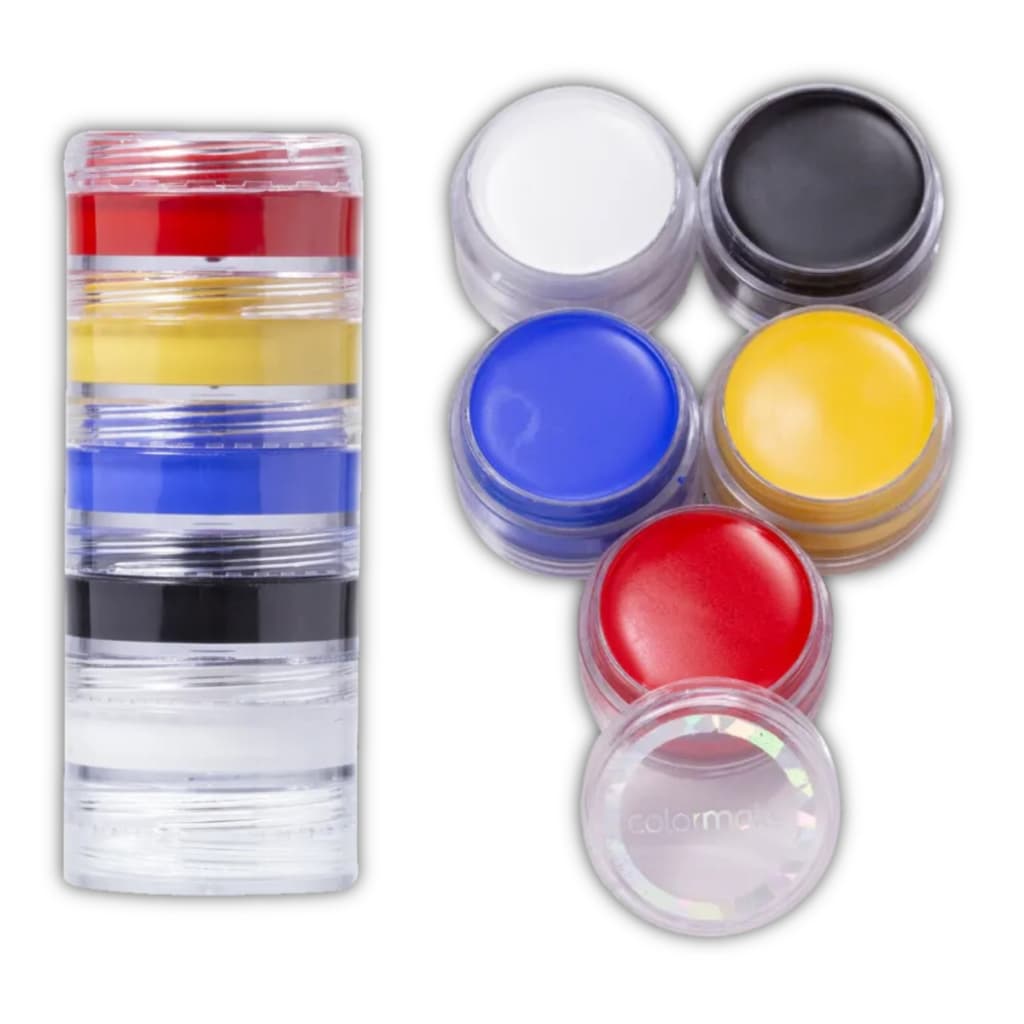 Torre Kit 5 Tintas Líquida Cremosa Facial Colorida Pintura Artística A Prova D´água Colormake