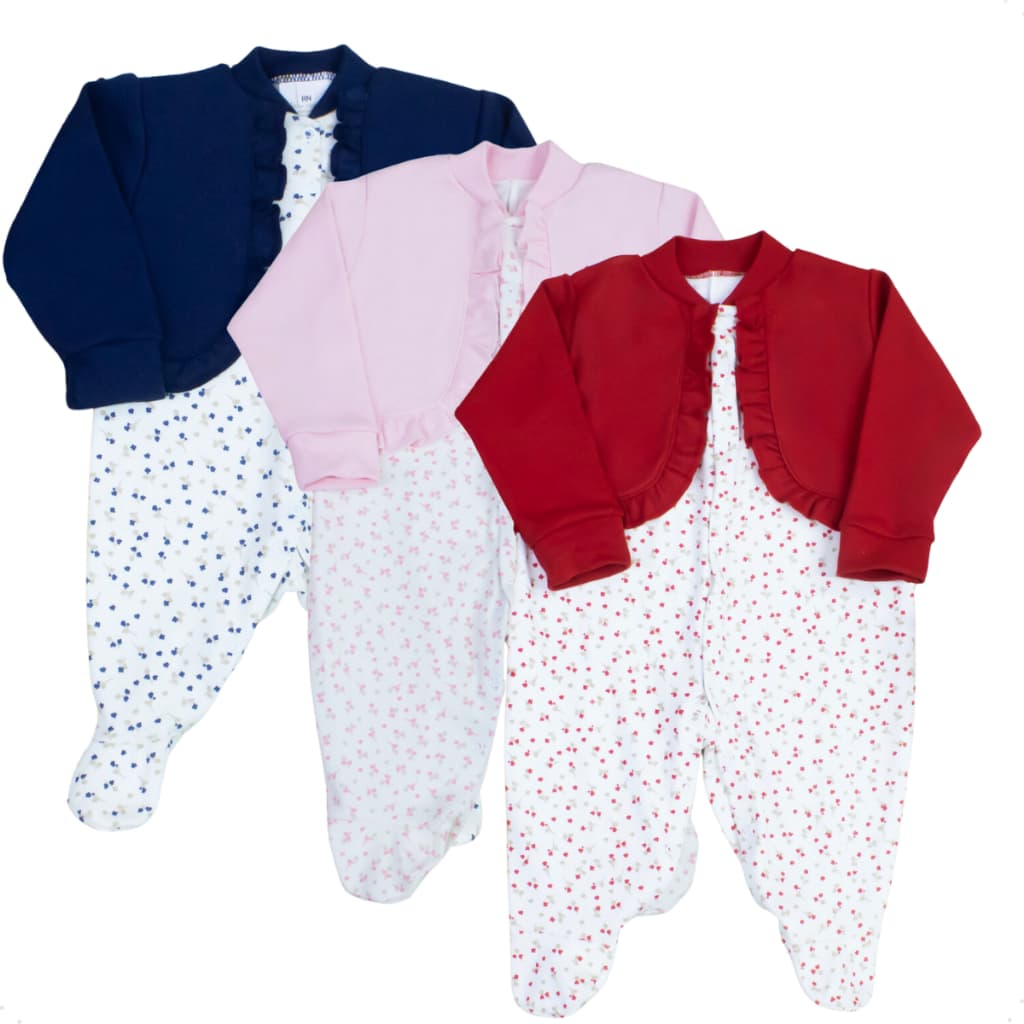Macacão Bebê Menina Floral Delicado Suedine 100% Algodão Babadinhos Roupa Infantil Menina Macacao