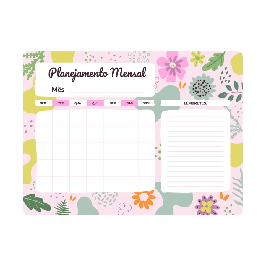 PLANNER Ímã Geladeira Porta Recado Anotação organização Semanal com Caneta apaga fácil kawai Flores