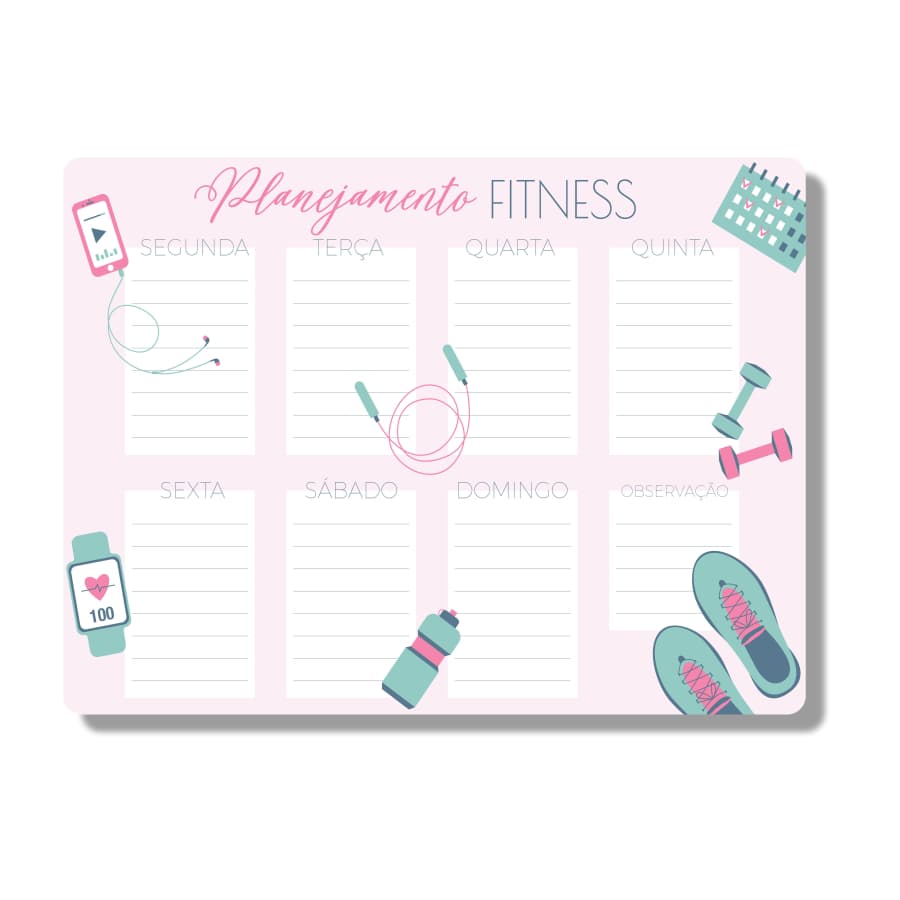 PLANNER Ímã Geladeira Recado Anotação organização Semanal Caneta apaga fácil Programe Seu Exercicio