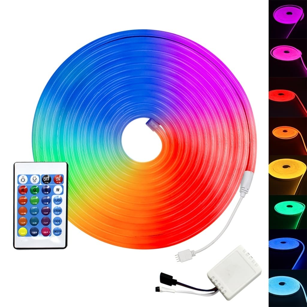 Fita De Led Neon Rgb 5 Metros Iluminação Super Potente Flexível A Prova De agua Com Controle Remoto