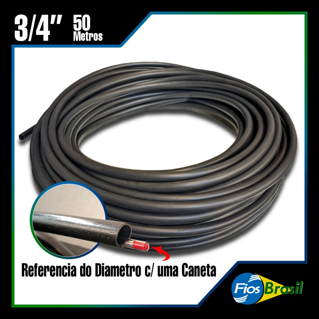 50 ou 100 MT | Mangueira/Tubo Para Irrigação Flexível, Rígida, 3/4, 25mm Externo, 20mm Interno PEBD