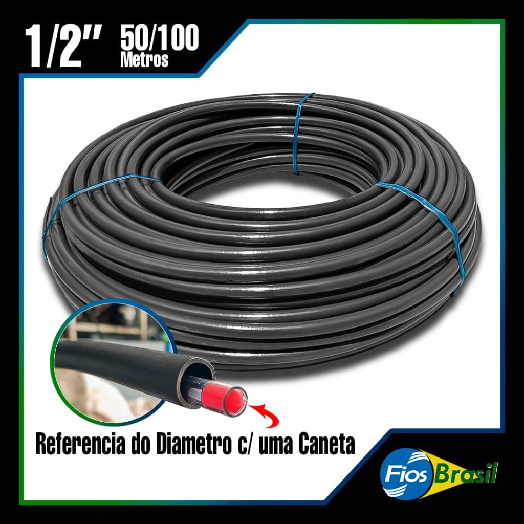 Mangueira/Tubo Para Irrigação Flexível, Rígida, 1/2 | 16mm Externo, 12,7mm Interno PEBD - Plantações