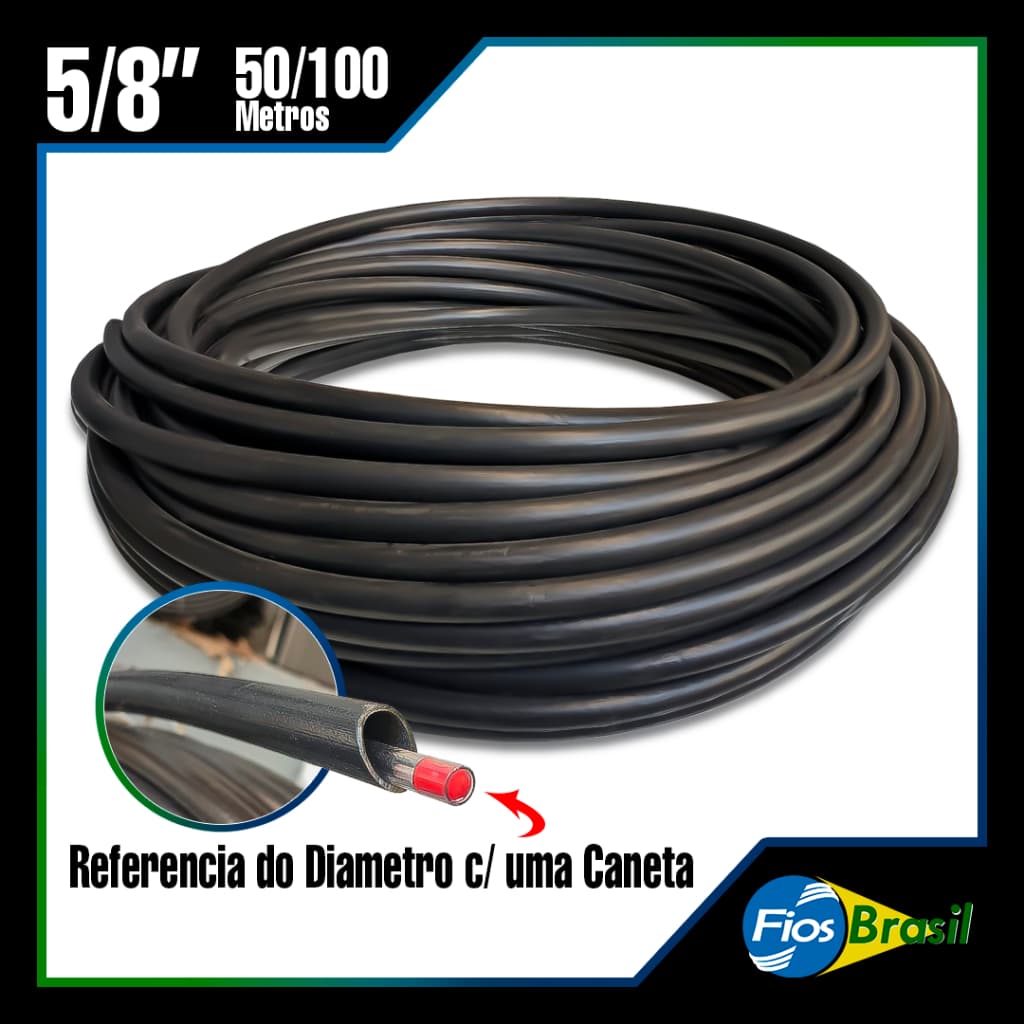 Mangueira/Tubo Para Irrigação Flexível, Rígida, 5/8 - 19mm Externo, 15,8mm Interno PEBD