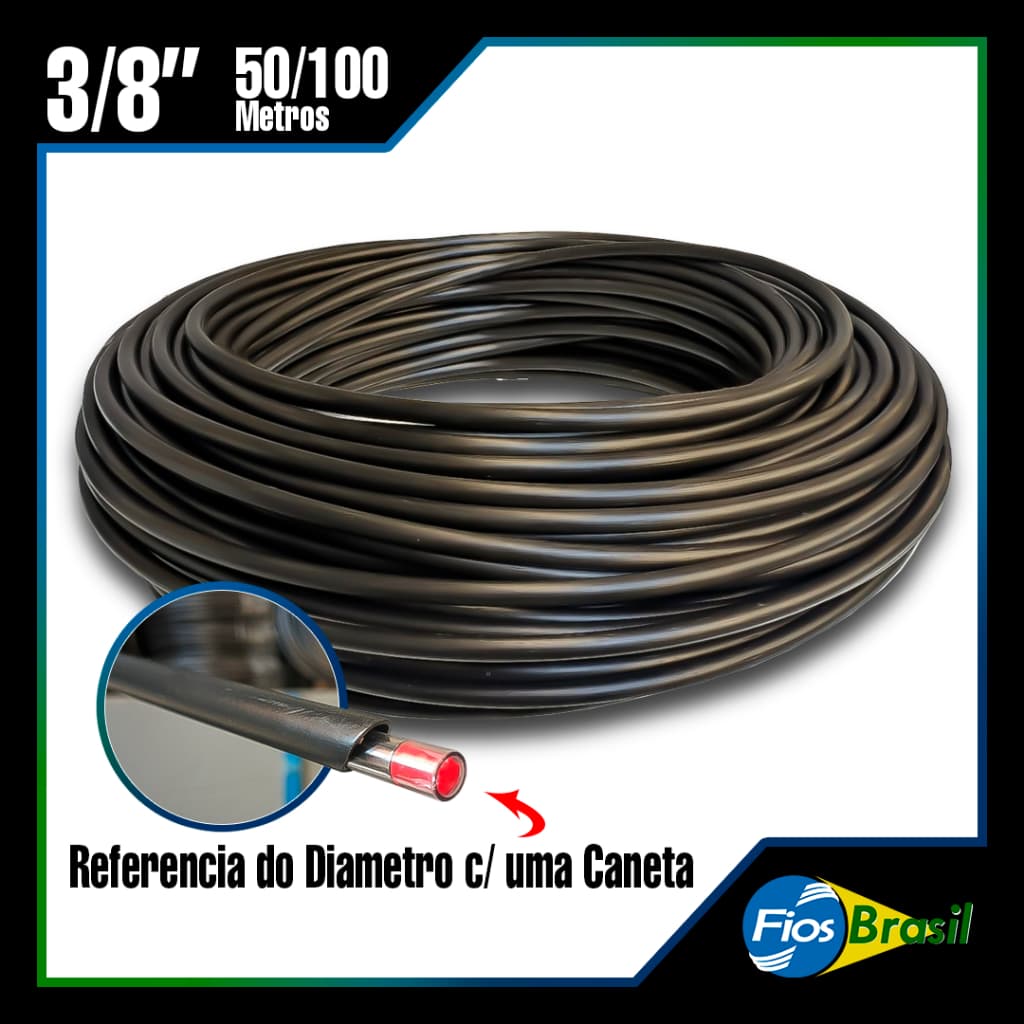 Mangueira/Tubo 3/8 Para Irrigação Flexível, Rígida - 12,7mm Externo, 9,5mm Interno - PEBD