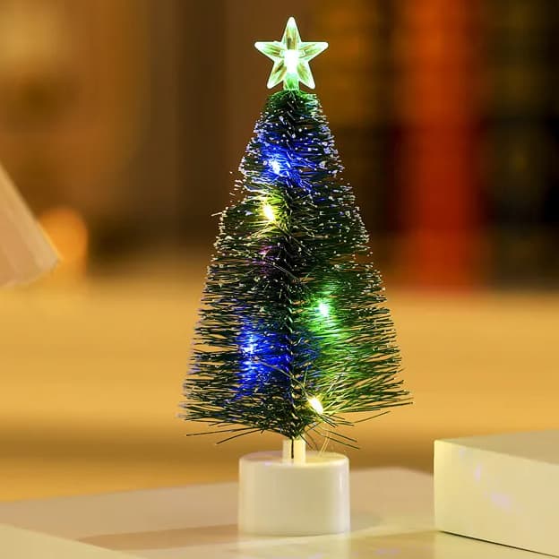 Árvore De Natal De Mesa Mini Artificial Com LED Colorido Enfeite De Luz Pinheiro Decoração