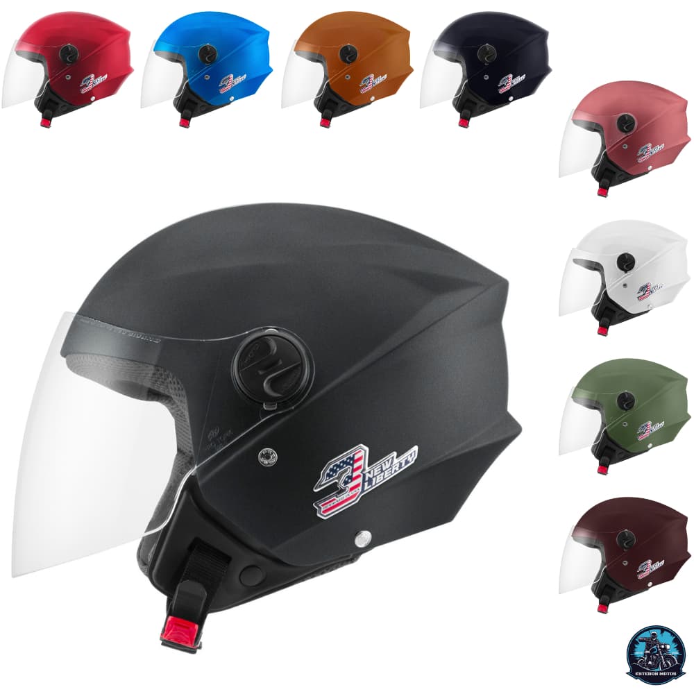 Capacete Moto Aberto Pro Tork New Liberty 3 Elite Fosco Brilhante Viseira Cristal Feminino Masculino