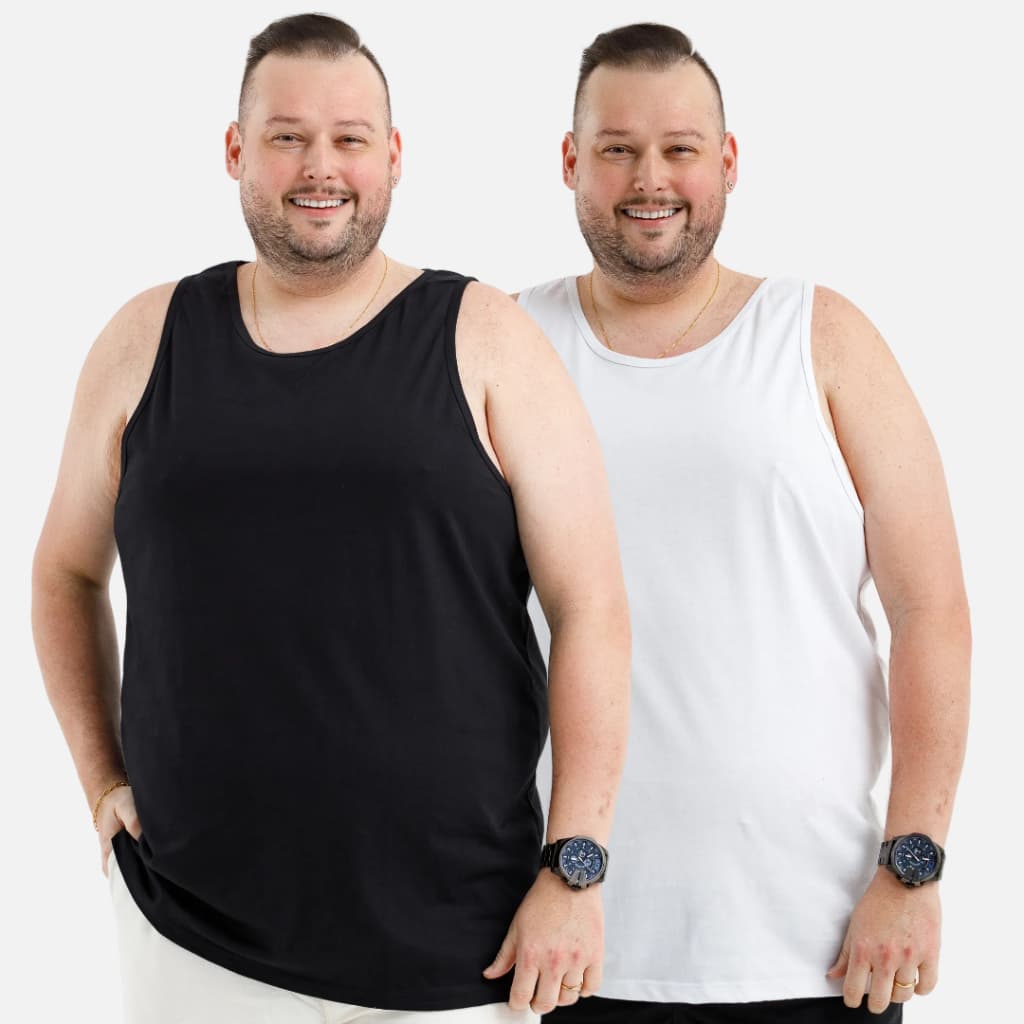 KIT 2 Regata Plus Size Masculina Tamanho Grande Algodão