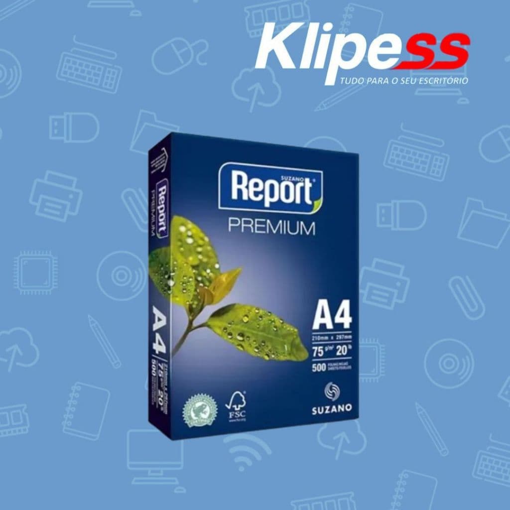 Papel Sulfite Report A4 210x297 mm 75g Branco Pacote com 500 Folhas