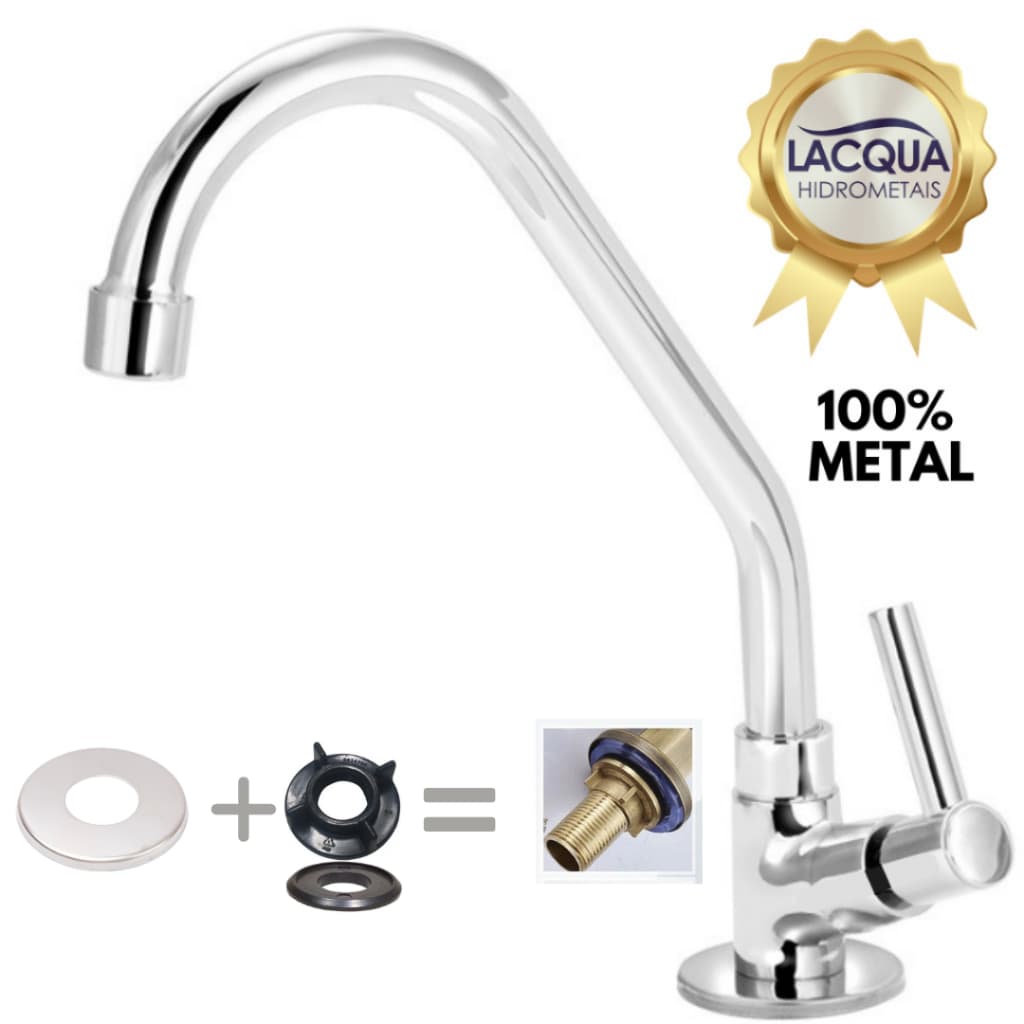 Torneira Cozinha Pia Mesa Bica Móvel Inteira Metal