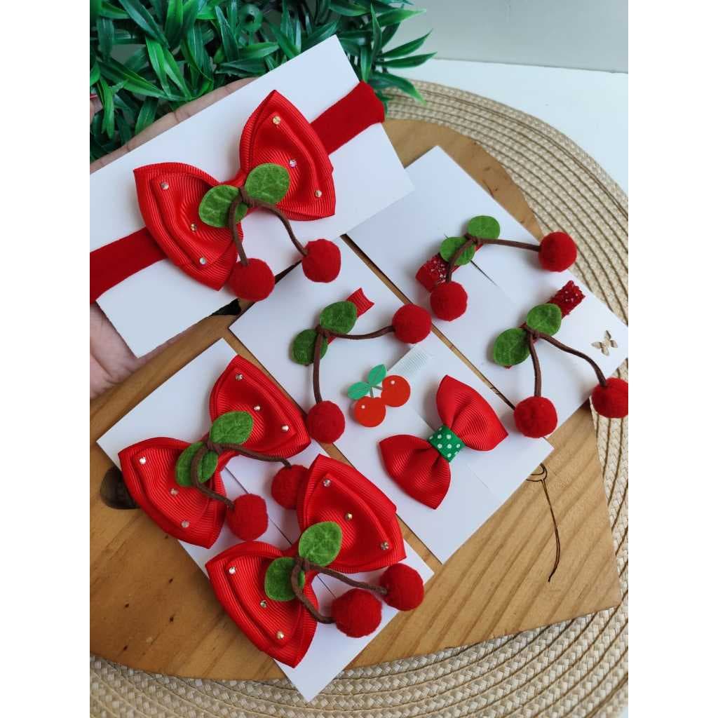 Laços personalizado Cereja/ Laço na faixinhas bebe/ parzinhos de laços RN/Hair Clip/ Laços infantil