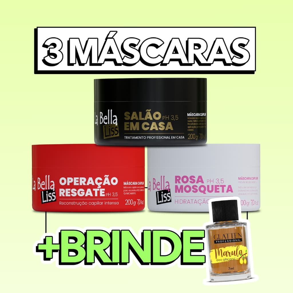 CRONOGRAMA CAPILAR PROFISSIONAL 3 MÁSCARAS HIDRATAÇÃO NUTRIÇÃO RECONSTRUÇÃO + BRINDE ÓLEO CAPILAR