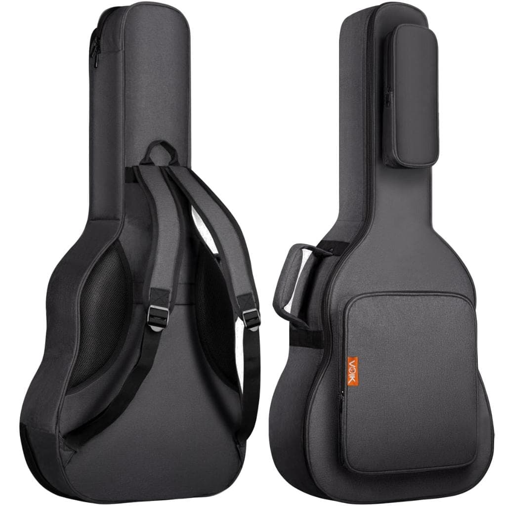 Capa Bag Para Violão Luxo Acolchoada Premium Voik BV-411 Cinza Chumbo/Preto Com Bolso